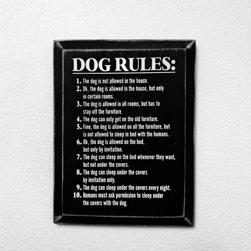 Dog Rules Decorative Sign - Black